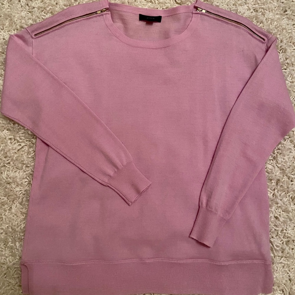 J Crew Lilac Zip Shoulder Light Sweater